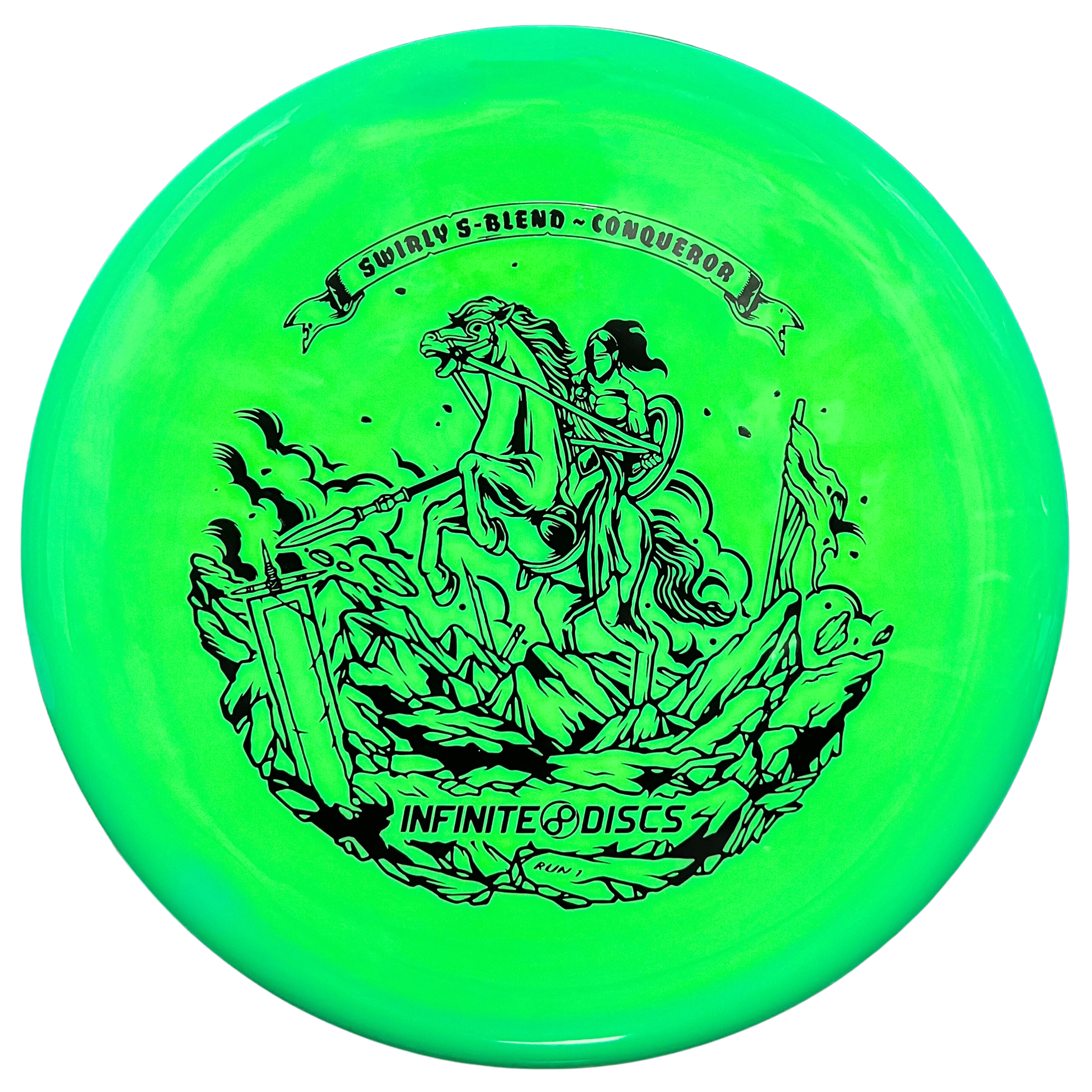 Green Swirl Conqueror Disc Golf Disc